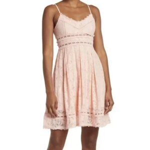 NSR Provance Stretch Lace Mini Dress Blush Size XS NWT